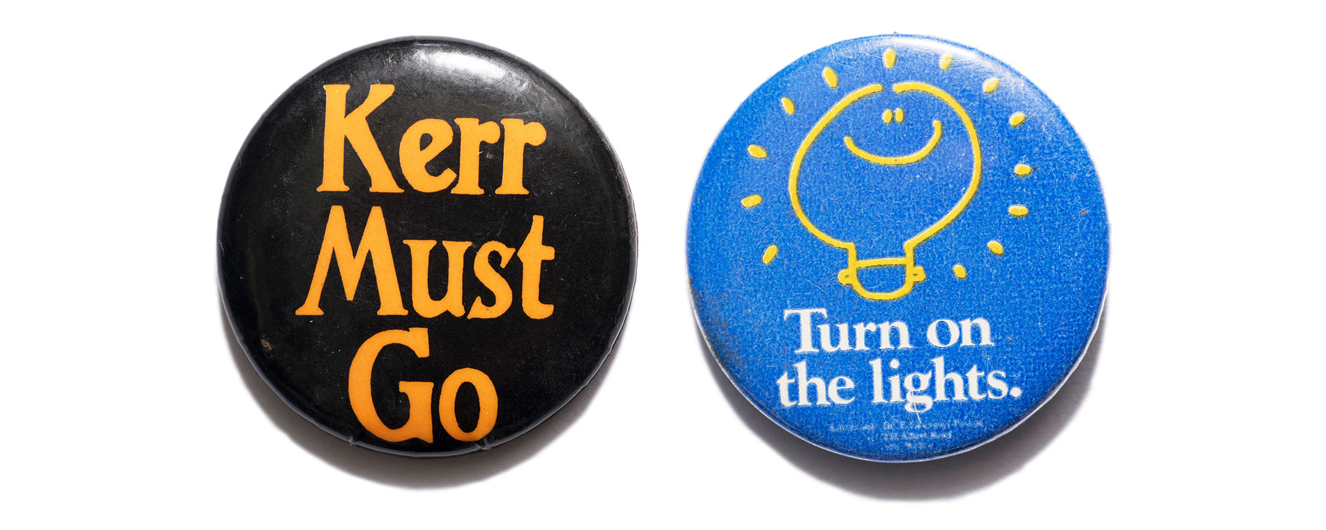 Badges from the 1975 federal election campaign