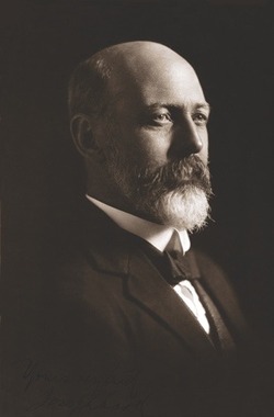 A scan of a black and white portrait image showing former prime minister Joseph Cook.