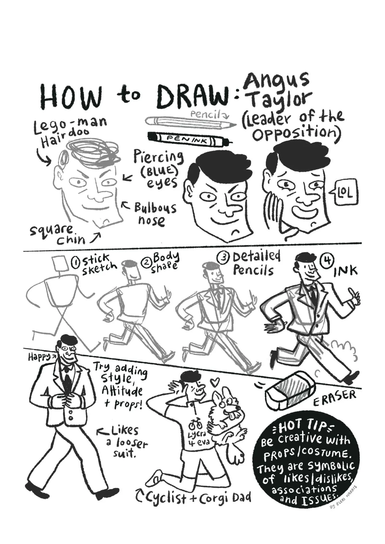 The first page of the Draw a Caricature Activity sheet.