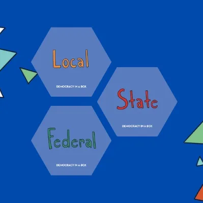 Graphic with three hexagonal tiles featuring the words 'Local', 'State', and 'Federal'. Graphic with three hexagonal tiles featuring the words 'Local', 'State', and 'Federal'.