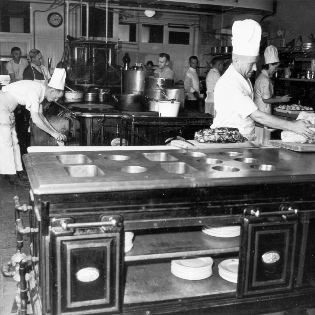 Chefs in the Kitchens at Old Parliament House before it was shut down.
