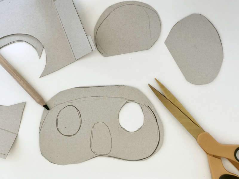 A koala mask with an eye hole cut out. 