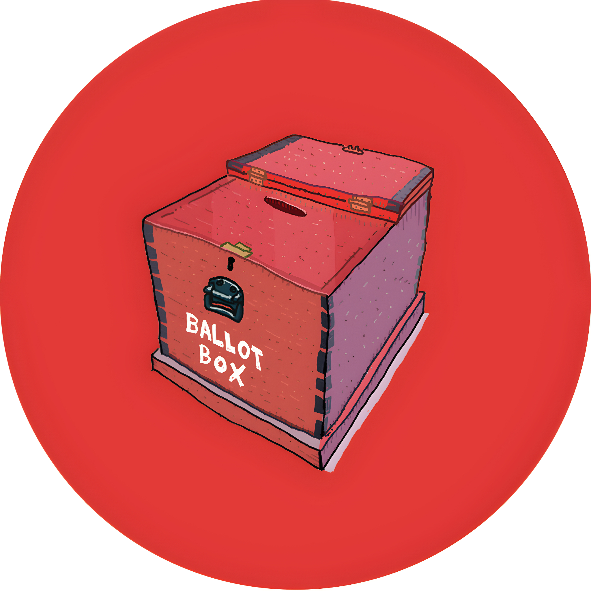 A cartoon drawing of a ballot box