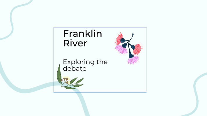 A square containing native Australian plants and the words Franklin River: Exploring the debate.