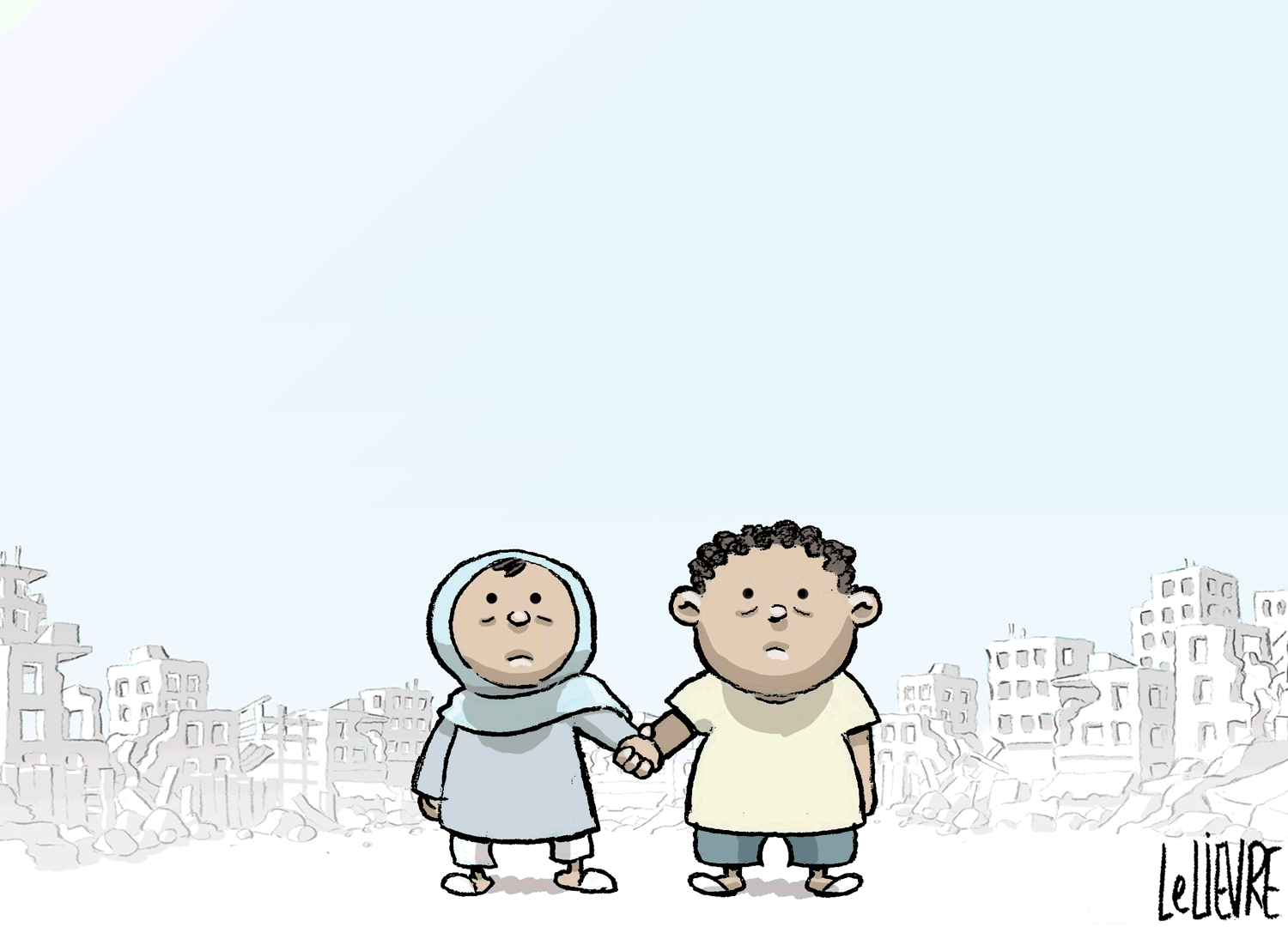 Two people in war-torn Gaza miss aid packages that fly over their heads. 