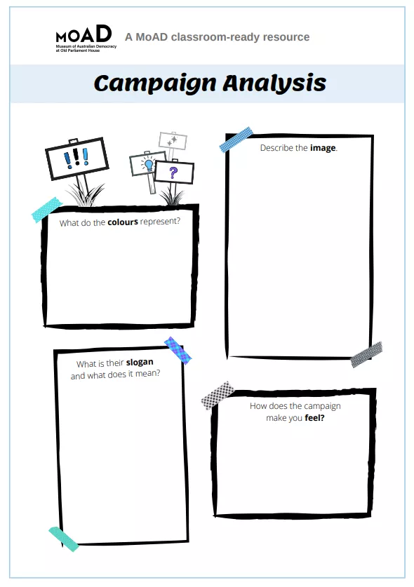 First page of Campaign Analysis and Create a Campaign activity sheets.