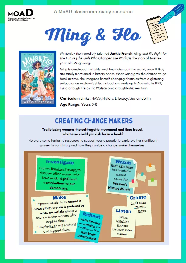 A preview of a learning resource with the words creating change makers. 