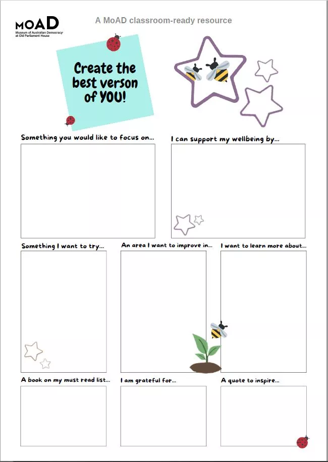 Creating the best version of you teacher activity sheet.