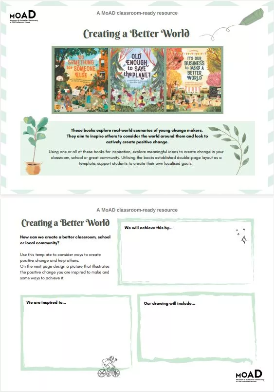 Creating a better world activity sheet