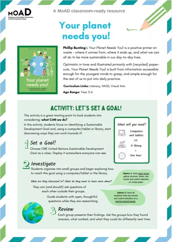 Your planet needs you activity sheet