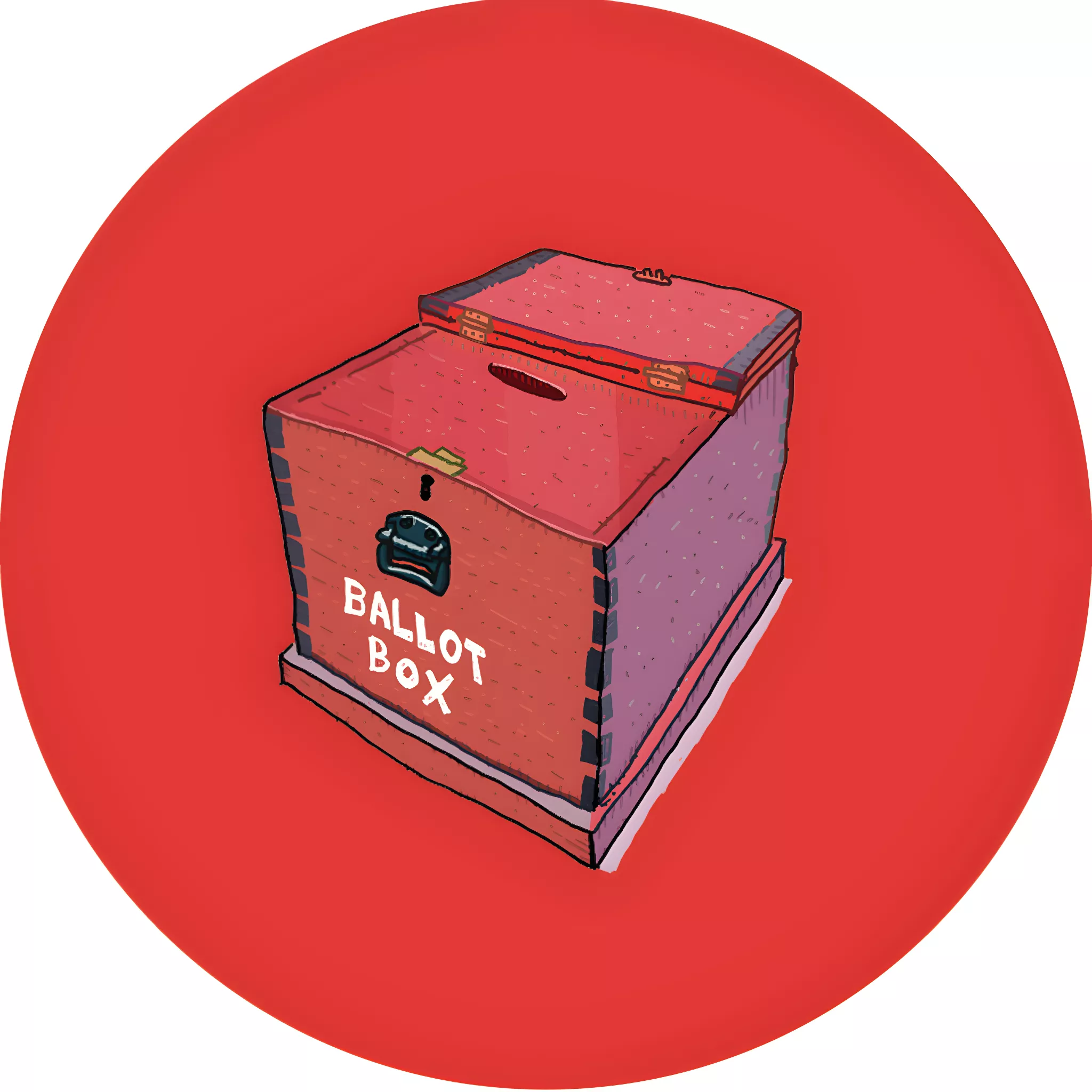 A cartoon drawing of a ballot box