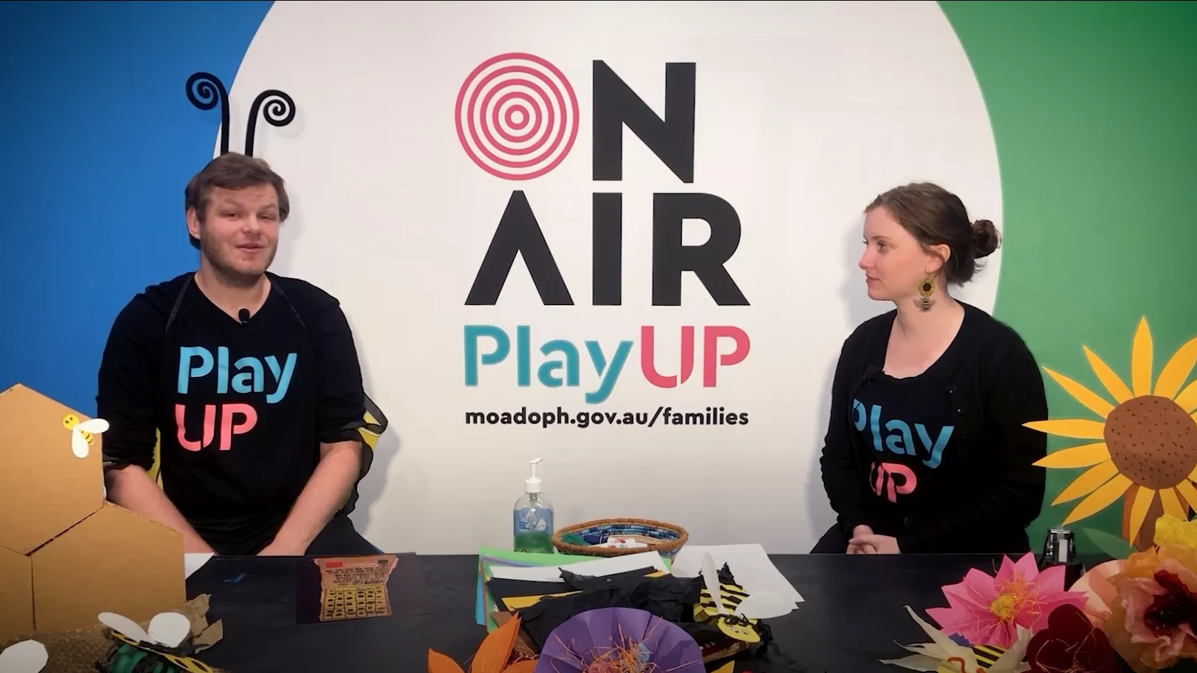 Make bee hand puppets