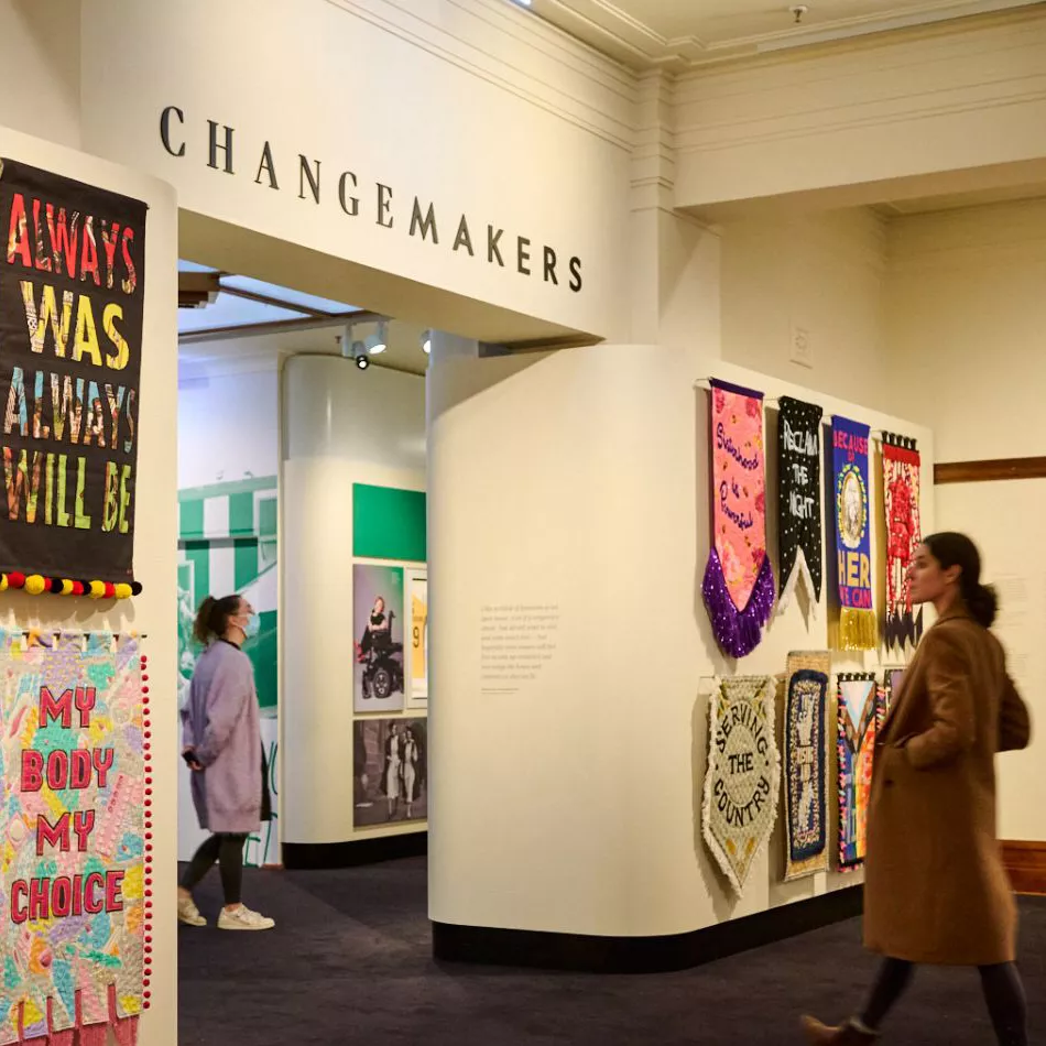 A view of one wall in the exhibition