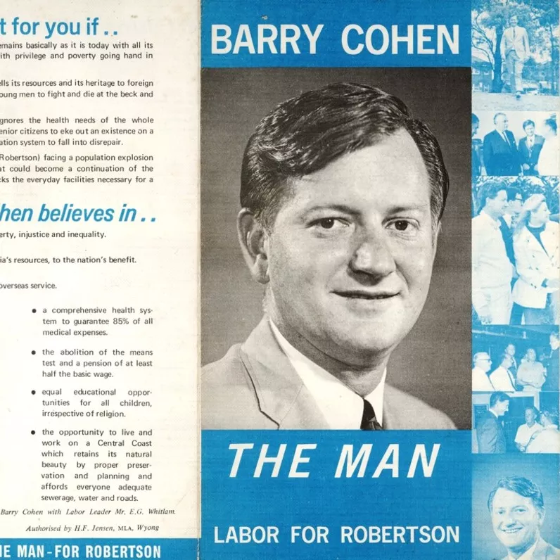 Campaign leaflet for Labor candidate Barry Cohen