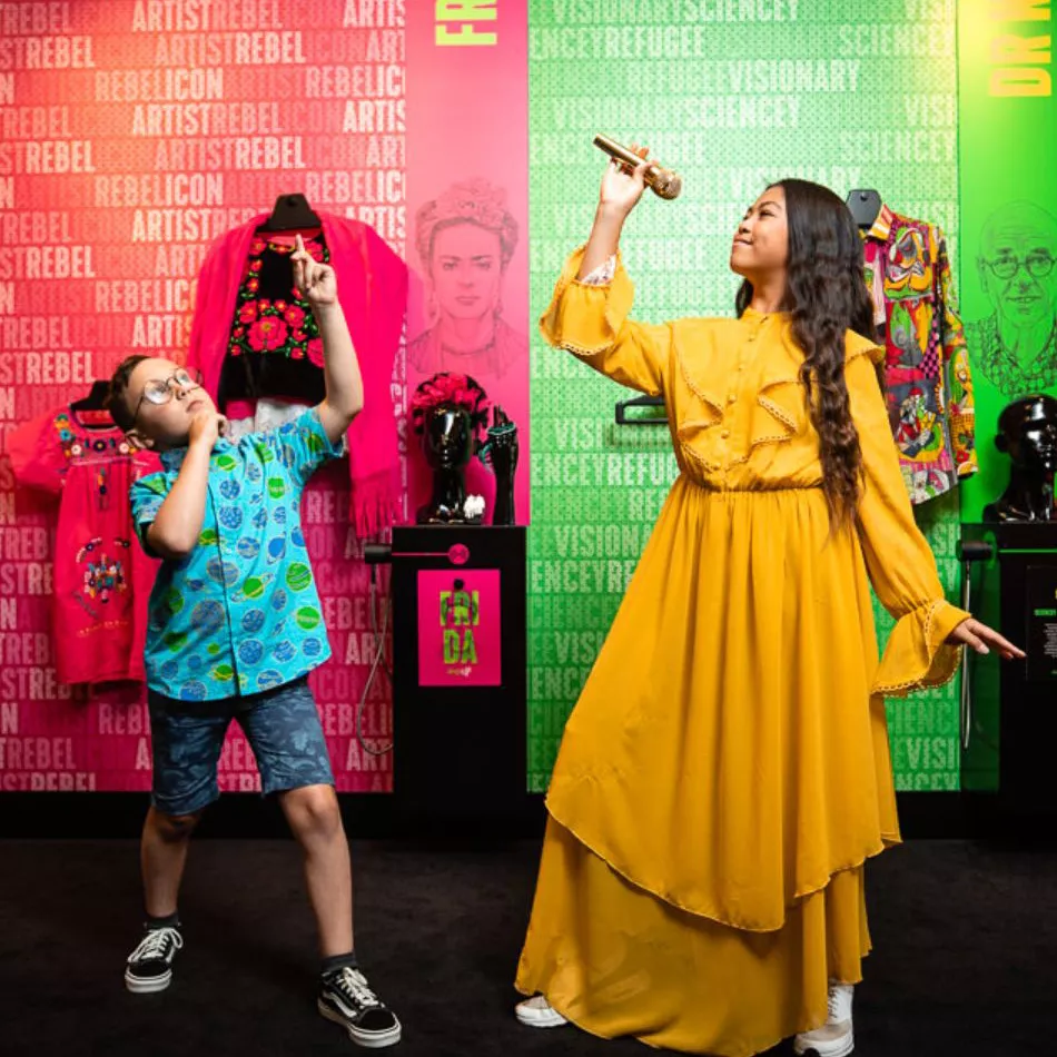 Two young visitors enjoying the exhibition