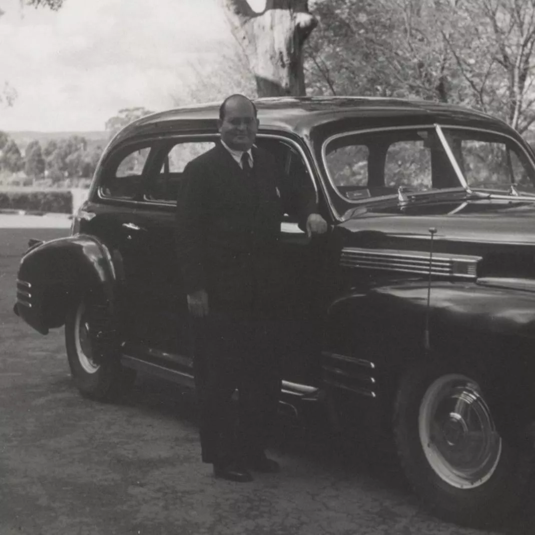 Alf Stafford with the prime minister’s car