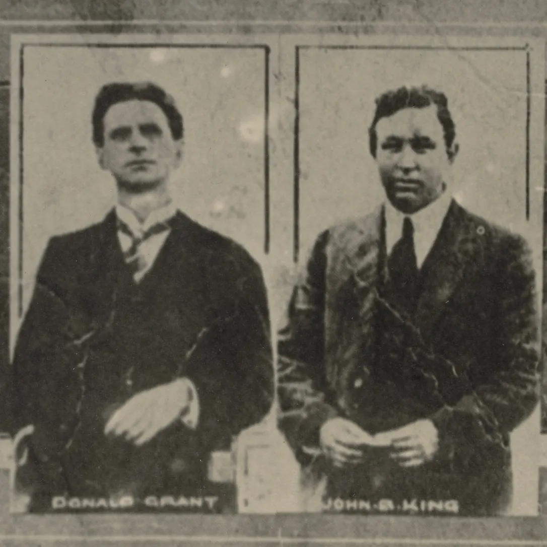 Detail of a black and white thumbnail image of unionists Thomas Moor, Donald Grant, John B King and Bob Besant.