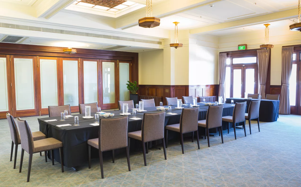 The members dining room with a long rectangular table. The members dining room with a long rectangular table.